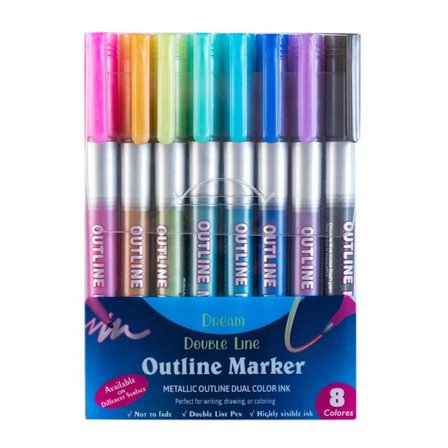Double Lines Art Markers Outline Art Pen Marker Pens - on stock