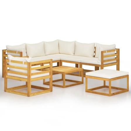 Vidaxl Loungeset För Trädgården Med Dyna Gräddvit 8 Delar Akacia Creme