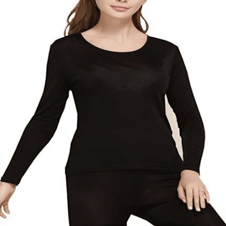 Dame Ren bomulls varmt undertøy tettsittende høstklær og høstbukser sett - svart XL