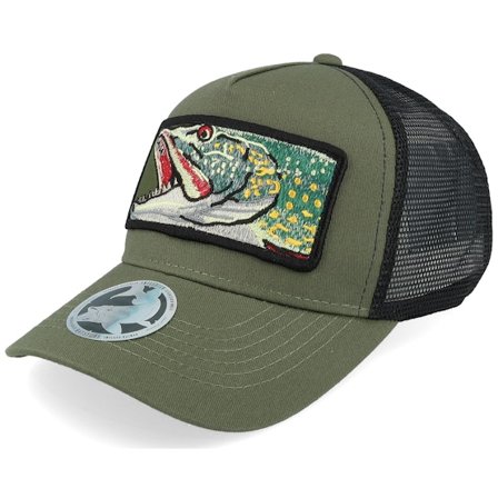 Skillfish - Grün Trucker Cap - Kids Big Giant Pike Olive Green/Black Trucker @ Hatstore