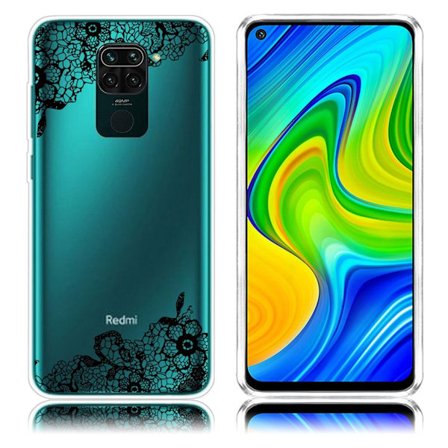 Deco Xiaomi Redmi Note 9 skal - Svart Blomma