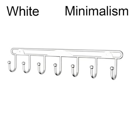 Seinään kiinnitettävä teline 7-koukkuinen organizer VALKOINEN MINIMALISM MINIMALISM