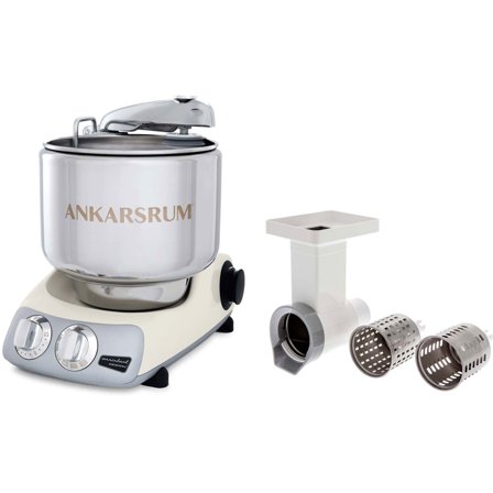 Ankarsrum Assistent AKM 6230 -yleiskone + vihannessilppuri, vaalea kerma