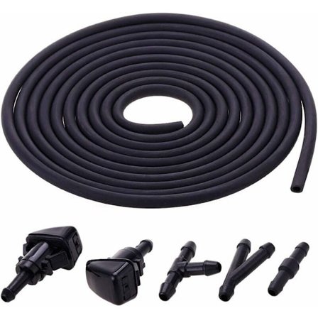 Meter torkarbladsslang kit vindrutespolare munstycke vätskeslang med 3 st utloppsfog 2 st vindrutespolare munstycken (svart-6 st) - MODOU