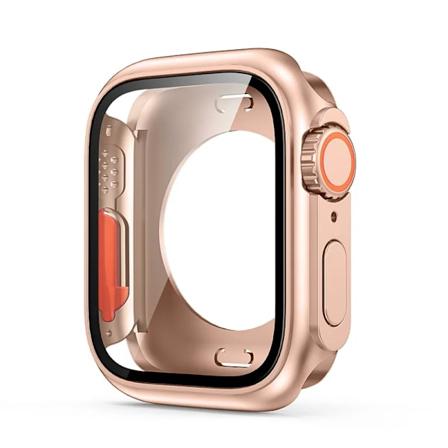 Cover til Apple Watch 44Mm 45Mm 40 41Mm Udseende Ændre Til Ultra Hærdet Glas Skærmbeskytter Skærmbeskytter Dæksel Iwatch 9 8 7 6 S Rose Gold 41MM 