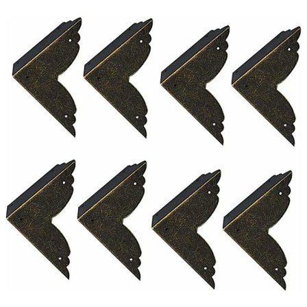 8 st Vintage Dekorativa Järnhörnskydd Metallhörnskydd för Möbler Brons Möbelhörnskydd för Möbler och Trälåda J