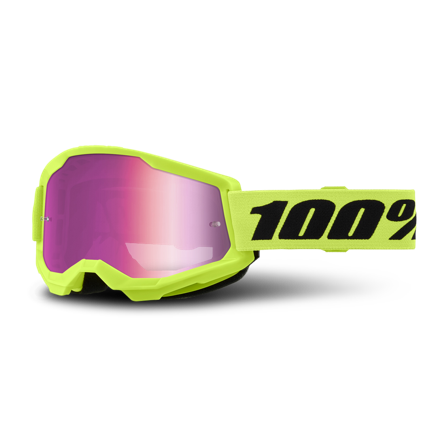100% Strata 2 MX Goggles Neon Yellow