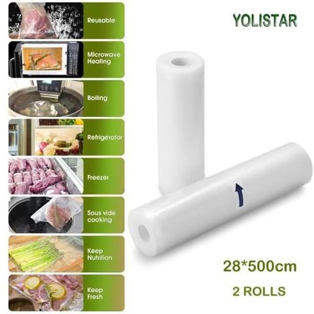Sous vide poser, 2 ruller, 28x500 cm, Madvakuumposer til sous vide maskine, madopbevaring og sous vide_NN