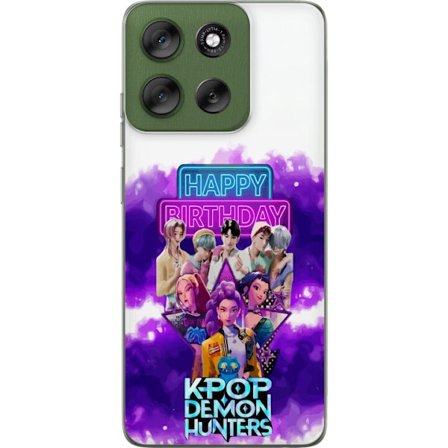 Kompatibelt Mobilskal till Motorola Motorola Moto G56 HuntrX Neon Beats motiv med KPop Demon Hunters i en futuristisk stadsmiljö, neonljus, musik och