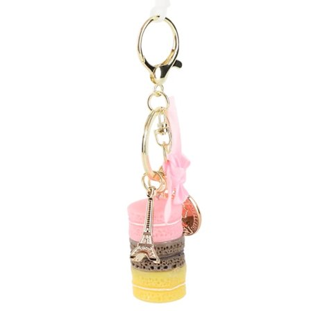 Färgglad Söt Macaron Eiffeltorn Nyckelring Väska Hänge Bil Charm Dekoration (Rosa)