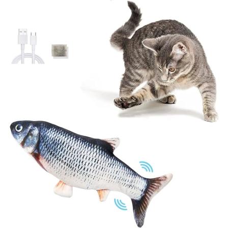 Elektrisk fisk katteleke, simuleringsfisk katteleker for innendørs katter kjæledyr katteleke kattunge for pute tygge bite spark katte interaktivt 