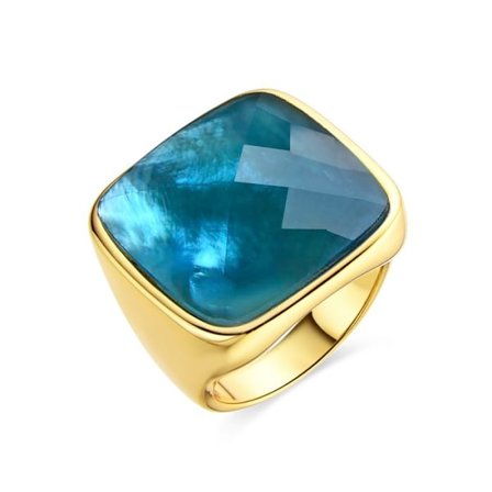 Ring - Luxenter - Zenshi - Silver 925 - Yellow gold 18k - Blue petrol quartz