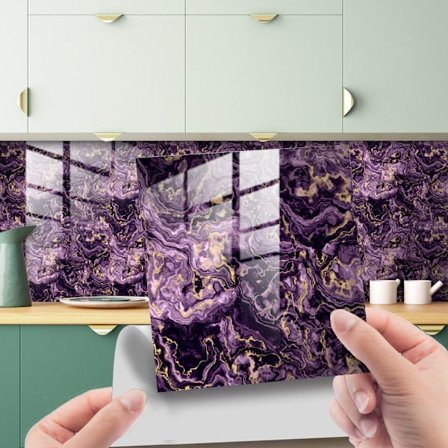 Lys luksus lilla imitert marmor korn krystallfilm flis klistremerke