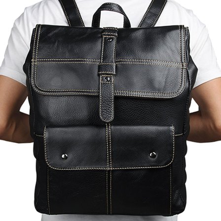 Go-To Black Leather Backpack for Men - Leather bags