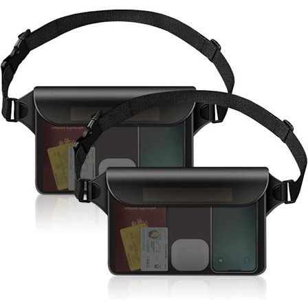 Vanntett Veske, Berøringsskjerm Vanntett Veske med Justerbart Midjebelte for Strand Svømming Snorkling Båtliv etc (2-pakning)