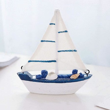 Mini Dekorativ Træ Flydende Modelbåd 4.3'' Sejlende.