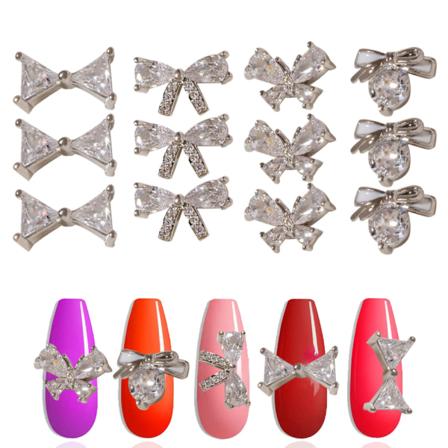 12 stk. sløyfe-spikerlegering Rhinestones for negler Kit Sløyfe