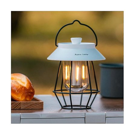 Kannettava retro-retkeilylyhty, ladattava metallikahvainen taskulamppu, vintage-valaisin, ulkokäyttöön ripustettava T