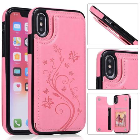 Skal/fodral Plånboksfodral Korthållare För Iphone 14 Plus 6.7 Tu Rosa