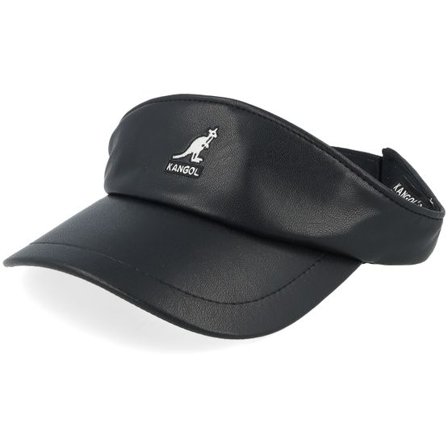 Kangol - Svart visor Keps - Kg Kangol Faux Leather Black Visor @ Hatstore