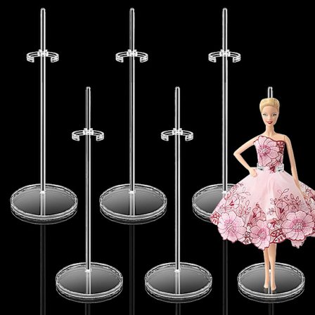 Dockställ, 6 stycken Dockdisplayhållare Transparent Mini Dockställ Docktillbehör för 9 till 12 tum dockor