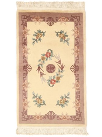 Kina 90 Line Matta Handknuten 91X152 Beige/Brun Kina