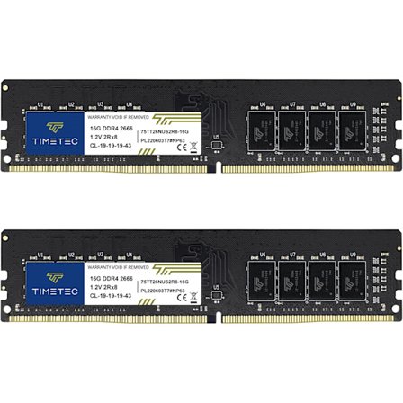 2025 Seneste Model Timetec 32GB KIT(2x16GB) DDR4 2666MHz PC4-21300 Non-ECC Ubufferet 1.2V CL19 2Rx8 Dual Rank 288 Pin UDIMM Desktop M