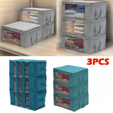 3 St Non-woven Hopfällbar Garderob Förvaringsväska Space Saver Kläder