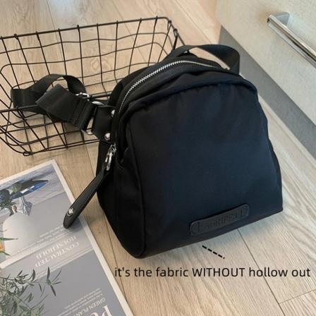 Kvinnor Liten Casual Nylon Handväska Kvinna Ihålig Tyg Mellanstor Axelväska Fritid Skal Telefon Side Sling Pouch Väska black nylon