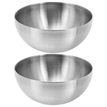 2 stk. salatskål i rustfritt stål, fruktskål, grønnsakssalat oppbevaringsskåler