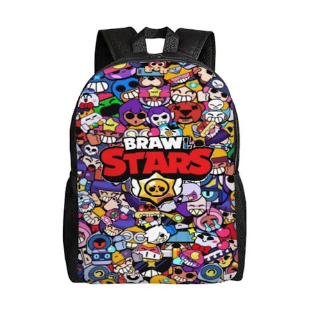 v96 Brawl Värikkäät sarjakuvataistelijat Stars Reppu miehille ja naisille, tyylikäs päiväreppu täyspainatuksella, vedenpitävä kirjalaukku kouluun ja 