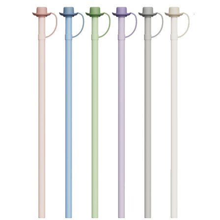 Silikone sugerør med låg og 1 rengøringsbørste, 6-pak