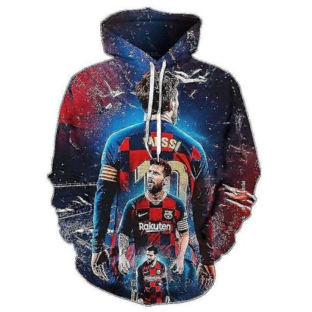 Fotballstjerne Messi Fan Cheer Løs Hettegenser 3d Helse Stoff Hettegenser Høy Kvalitet Voksen Barn