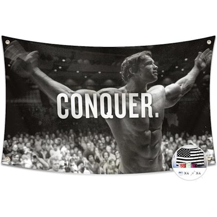 Conquer-flagg for Arnold Schwarzenegger 3x5 fot Gym Motivasjon Morsom