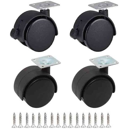 Svingbare hjul med stamme, 40 mm opptil 100 kg, møbelhjul med bremser, ingen gulvmerker, stille 360° jevn rotasjon, hjul for møbler, 2