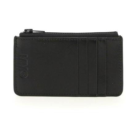MM6 Maison Margiela, Leather zipped cardholder Czarny, Kobieta, Rozmiar: ONE Size
