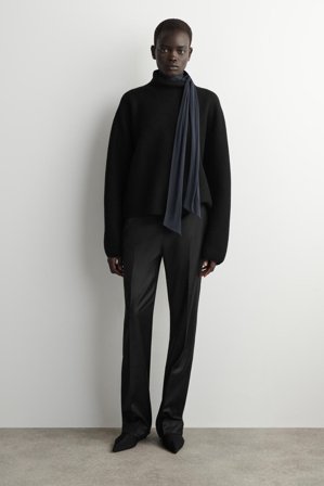 COS Femme Pantalon De Tailleur Droit En Flanelle De Laine in Noir