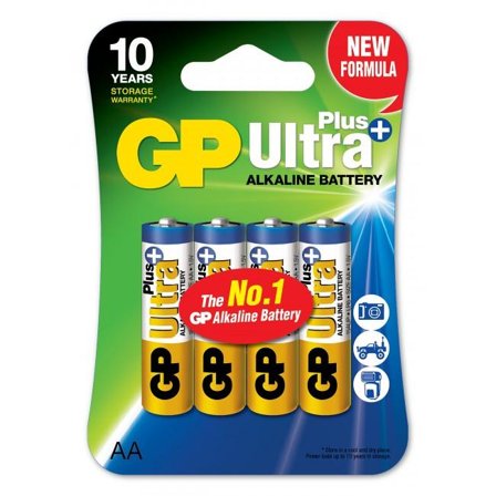 GP Ultra Plus Alkaline AA-batteri, 15AUP/LR6, 4-pakk