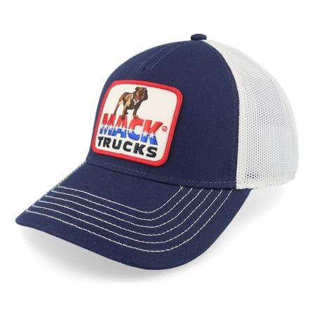 American Needle - Blå trucker Caps - Mack Twill Valin Patch Ivory/Navy Trucker @ Hatstore