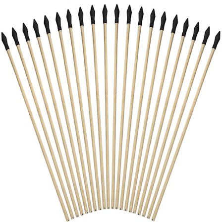 Pakke med 20 træpileskafter, 's Arrows Archery, udskiftningspile med gummispids