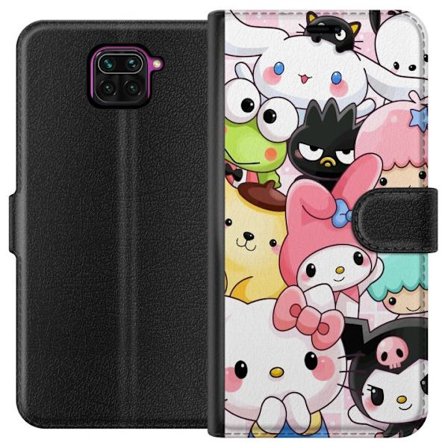 Kompatibel Tegnebogsetui til Xiaomi Redmi Note 9 Tæt mønster af søde figurer med store øjne i forskellige farver og udtryk med LABUBU-tekst