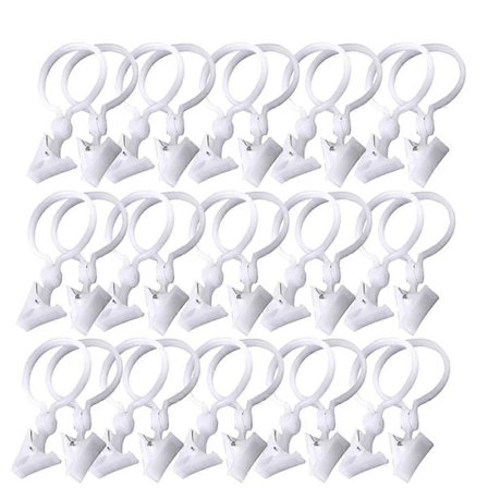 12x6cm 30stk Plast Dusjforheng Klips Runde Klemmer Forhengringer Klemmer Hvit