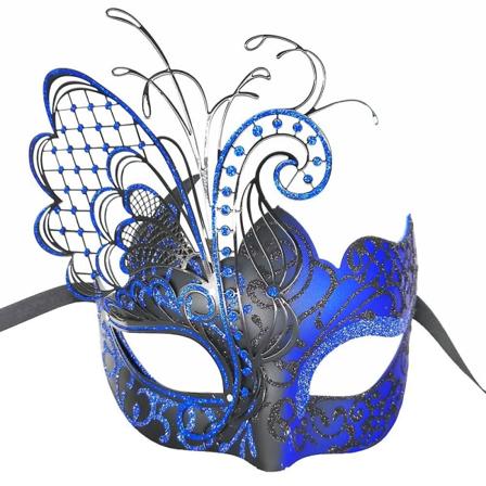 Sommerfugl Rhinestone Metal Venetiansk Kvinde Maske Til Maskerade/mardi Gras Fest/sexet Kostumebold/bryllup(Blå)