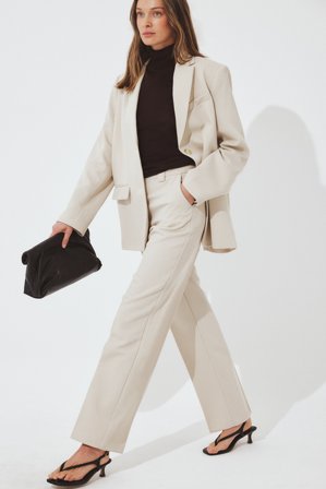 NA-KD Pantalon de costume en sergé - Pantalon cigarette - Beige - EU 40