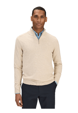 John Henric Cotton Plain Knitted Half Zipper Sweater (alex) Tröjor Herr Beige L