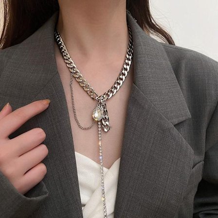 Kvinnors silver smycken slipsar hänge kläder accessoar smycken N