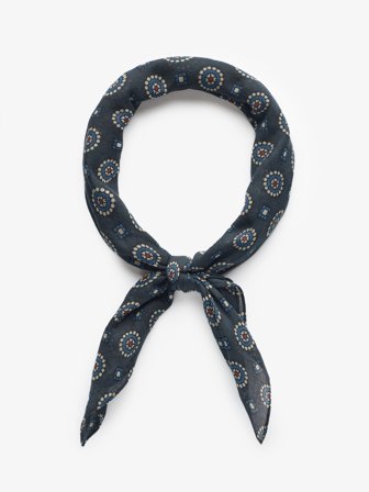 John Henric Men's Navy Blue Bandana Motif Size Onesize