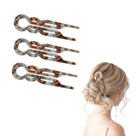 Hårklemmer i fransk stil, leopardprintede hårklemmer i acetat til kvinder, velegnet til alle hårtyper (BlueBrown-D-3PCS)