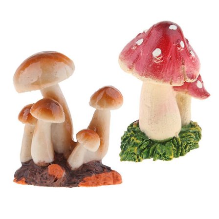 2 kpl Miniatyyri Sieni Koriste-esine Keijupuutarha Dekoraatio Punainen
