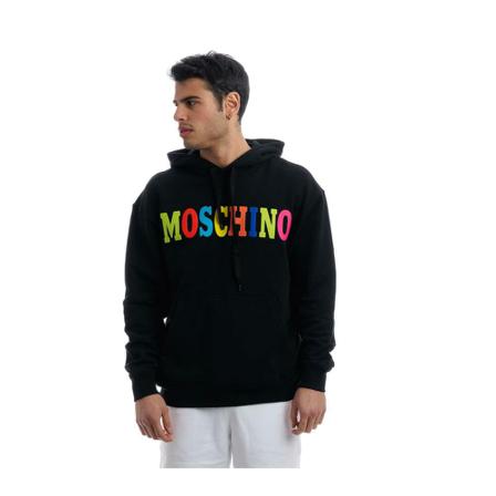 Moschino, Hoodie Czarny, Mężczyzna, Rozmiar: S